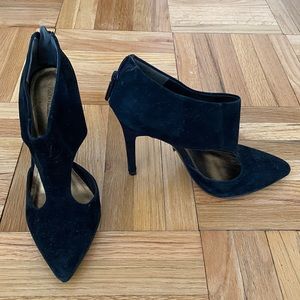 Pour La Victoire stiletto cutout booties. Worn once. Black suede.